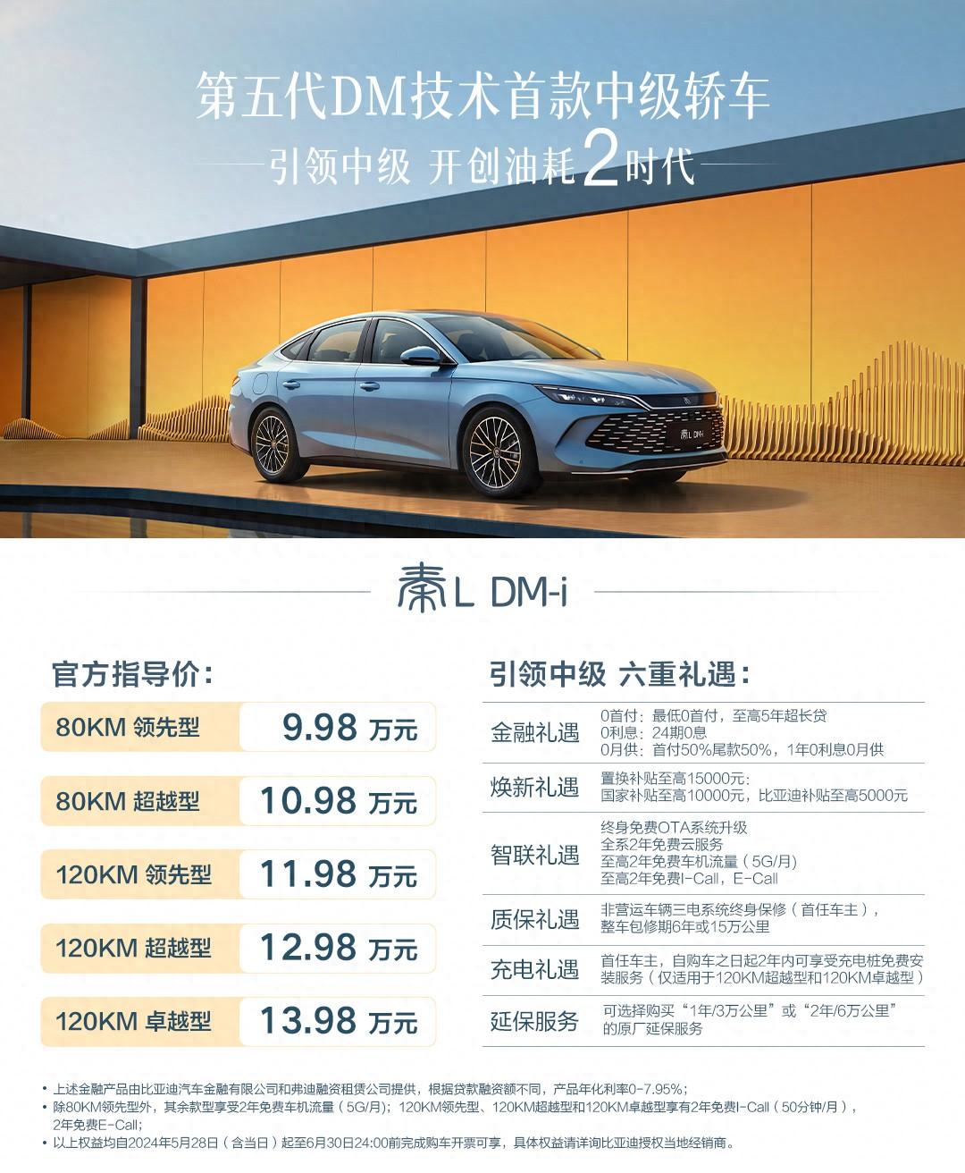 首搭第五代DM技术，开创油耗2时代 秦L DM-i上市售9.98万起