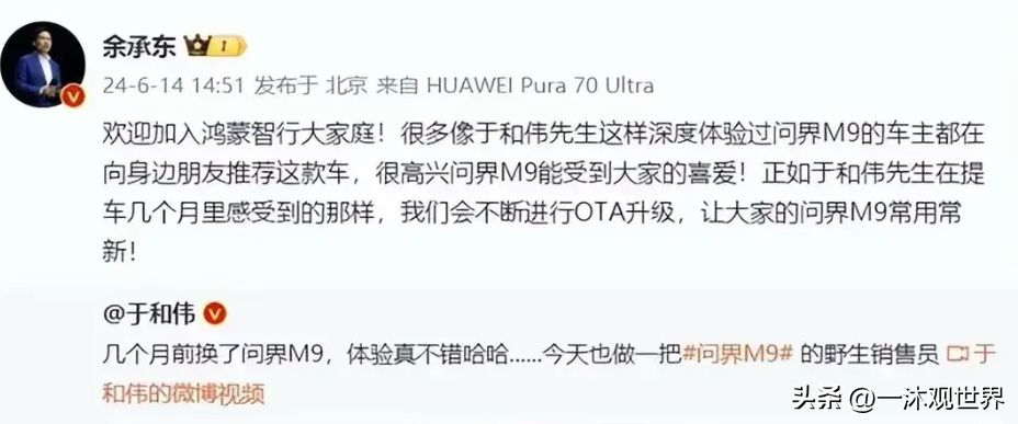 于和伟成问界M9代言人？却成为问界M9野生销售员？有钱了高低买台