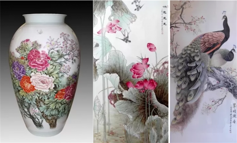 纪念徐悲鸿130周年诞辰，15800元典藏《八骏图》水墨高温颜色釉瓷瓶